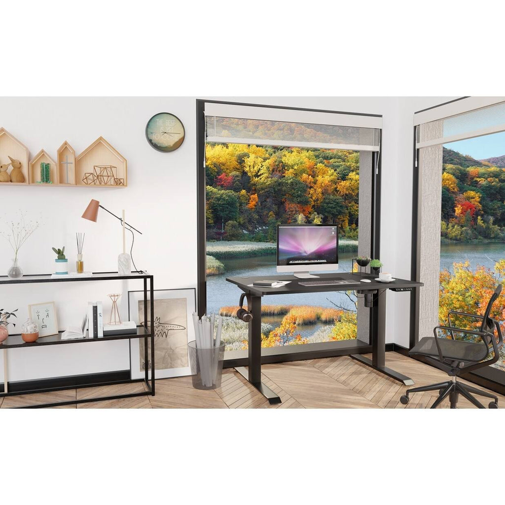 Black Height Adjustable Electric Standing Desk with Splice Board L816