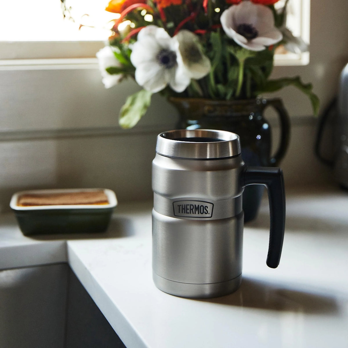 16 Oz Vacuum Insulated Desk Mug, Matte Stainless Steel Z7421