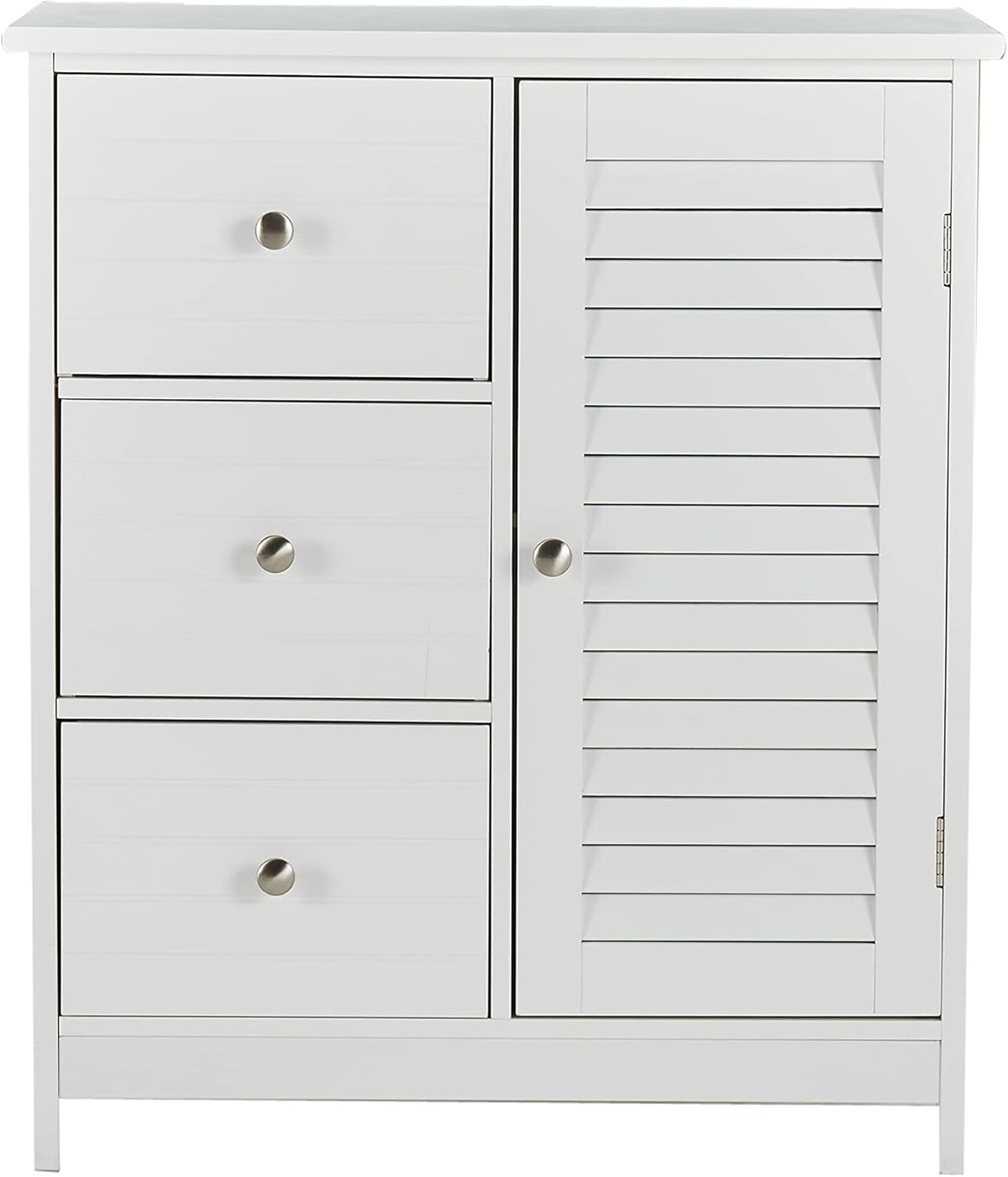 White Bathroom Storage Cabinet with 3 Drawers and 1 Two Layers Cabinet T381
