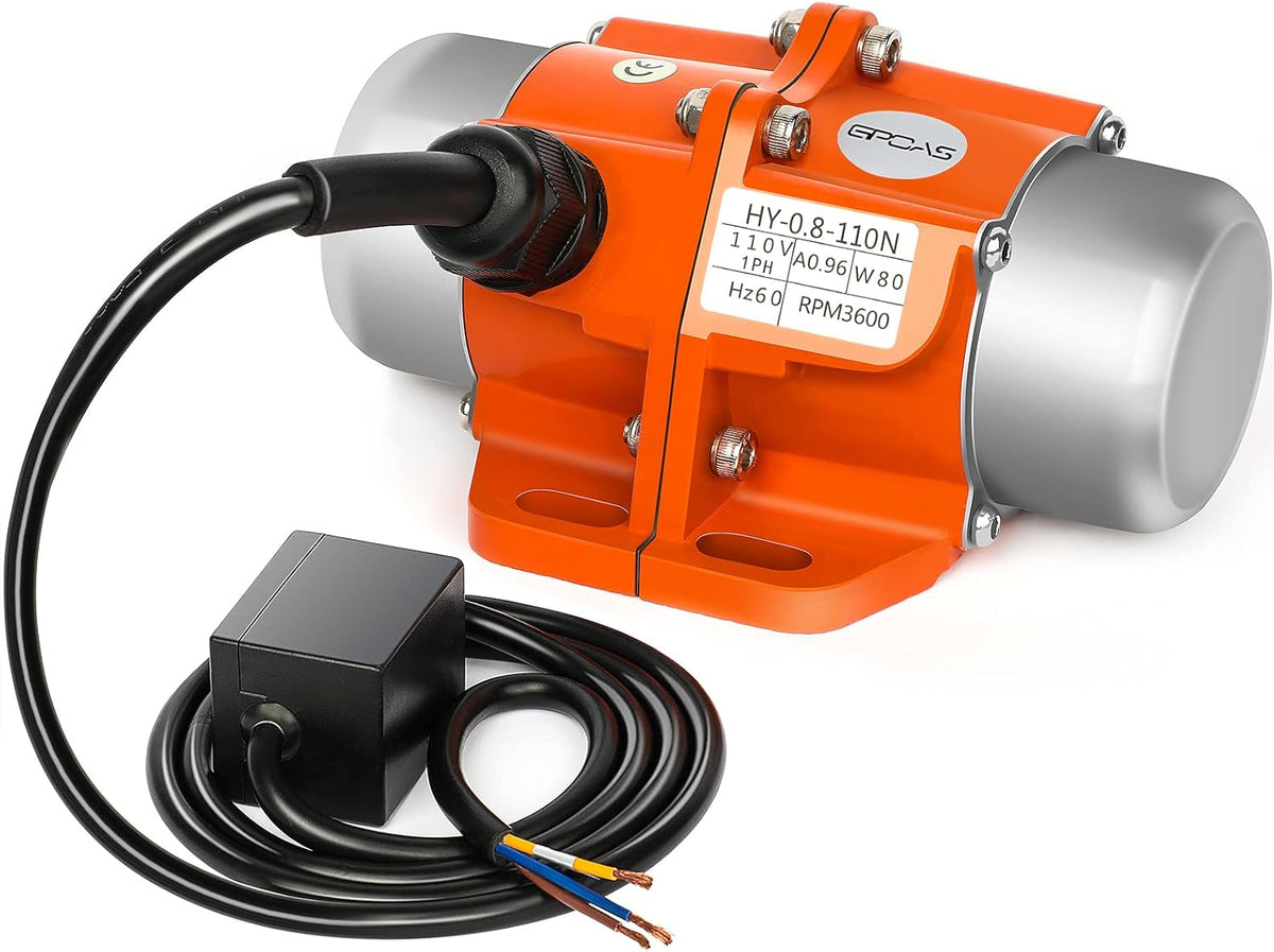 80W Concrete Vibrator Vibration Motor Single Phase AC 110V 3600RPM Aluminum Alloy Case Electric Asynchronous Vibrating Vibrators for Shaker Table Pack of 2 Y46301