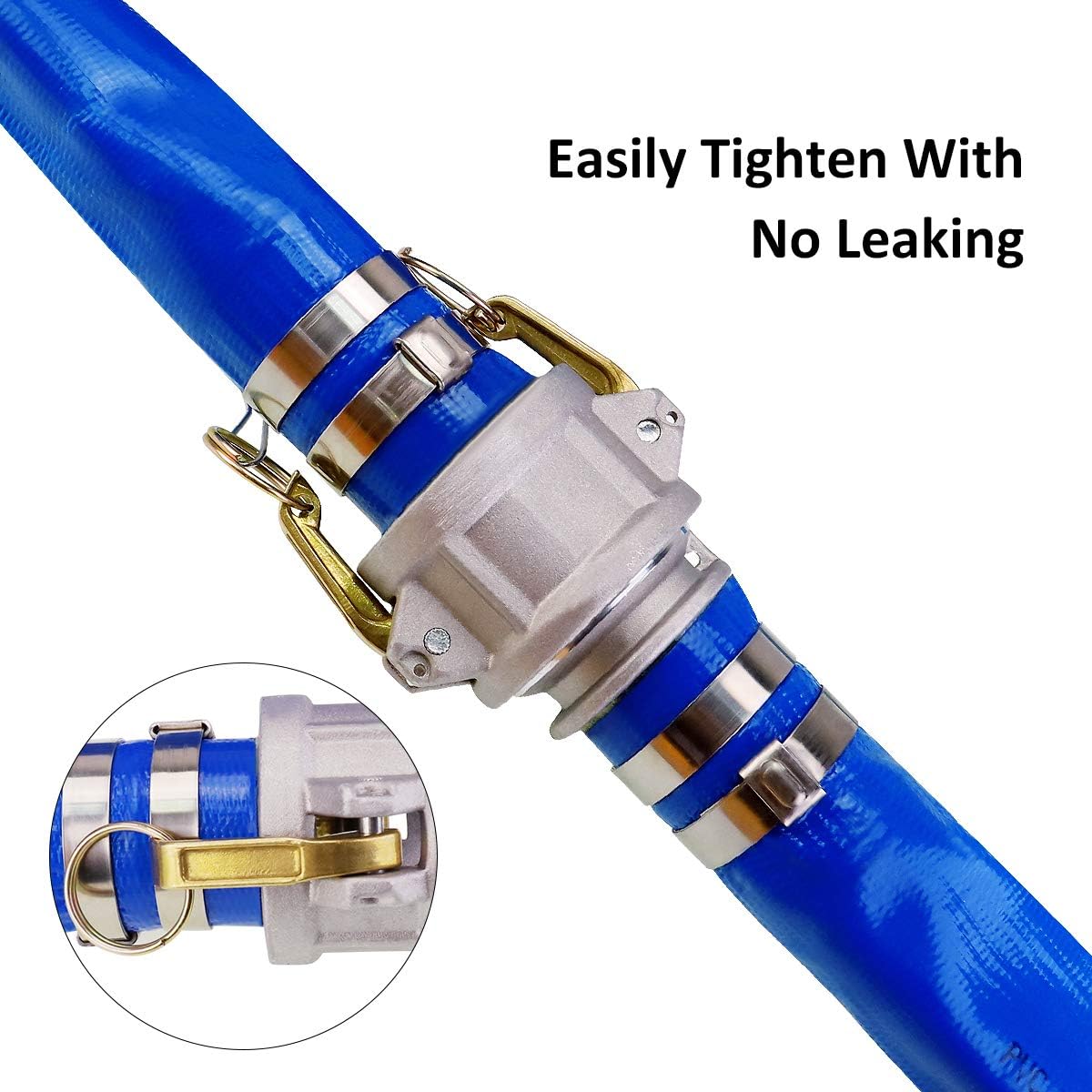 2 x 100' Blue PVC Heavy Duty Discharge Hose with Aluminum Camlock Fittings E438