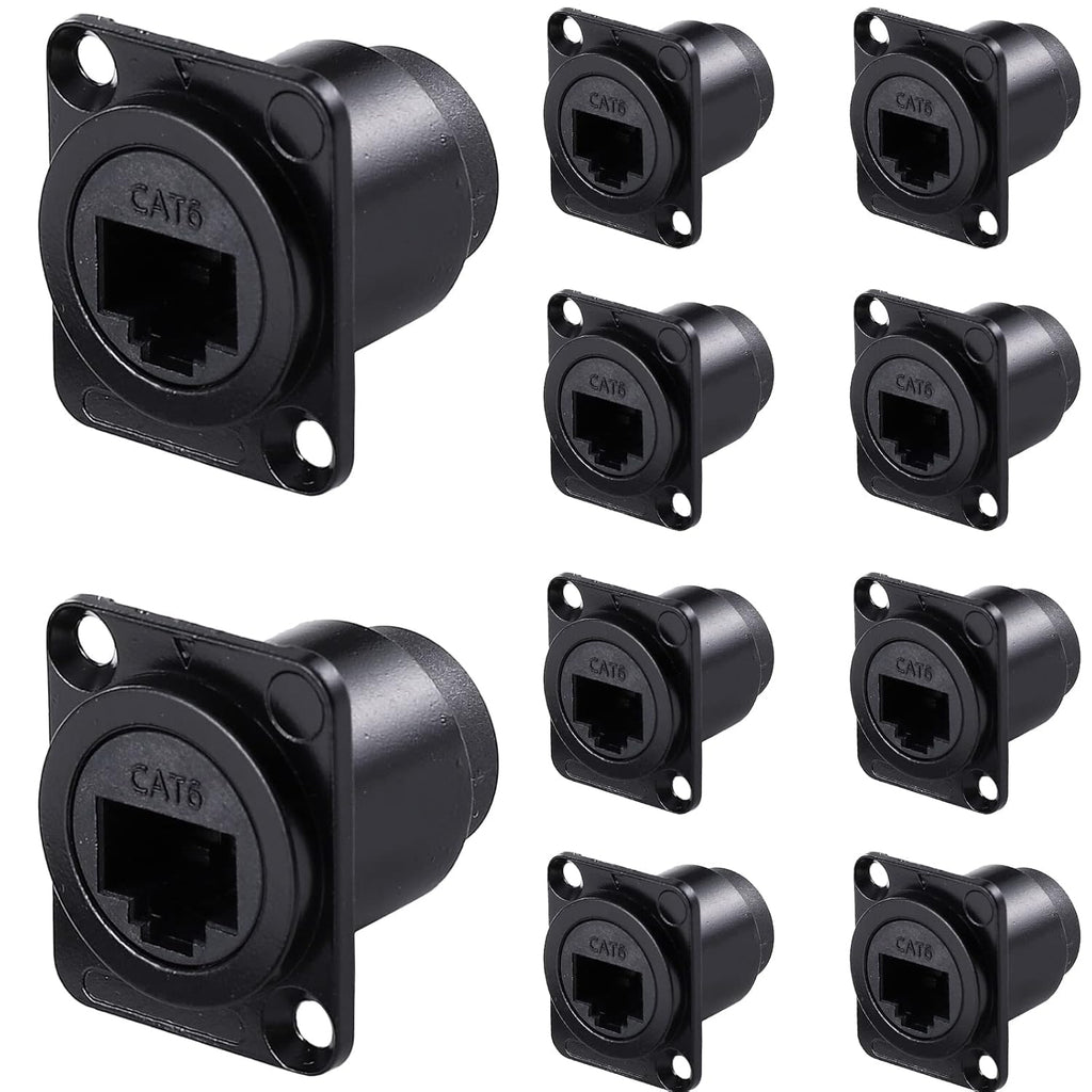 10 Pack Shielded RJ45 Panel Mount Coupler P47201