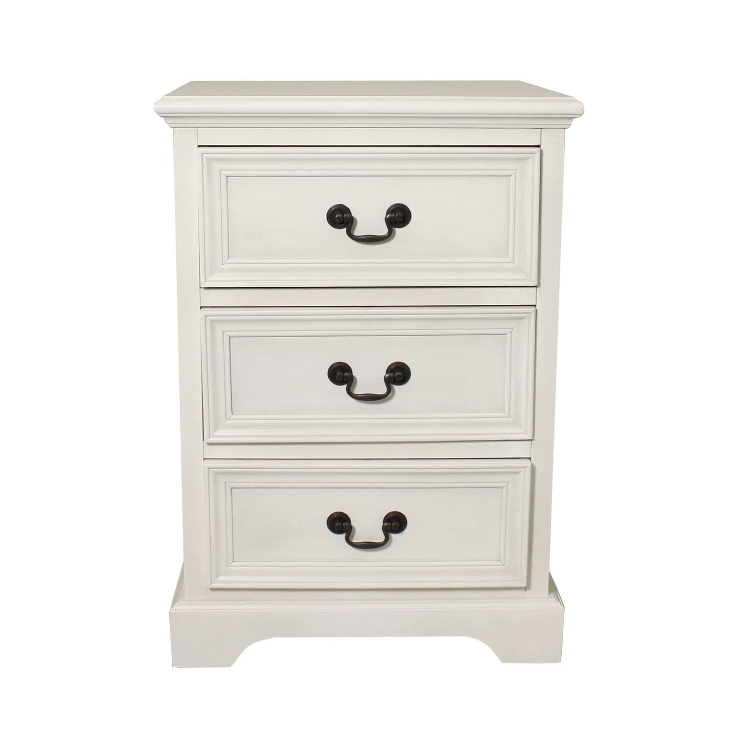 Antique White Solid Wood 3-Drawer Night Stand Y33984
