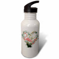 Pink Flamingos Heart Wreath 21 oz Sports Water Bottle D2023