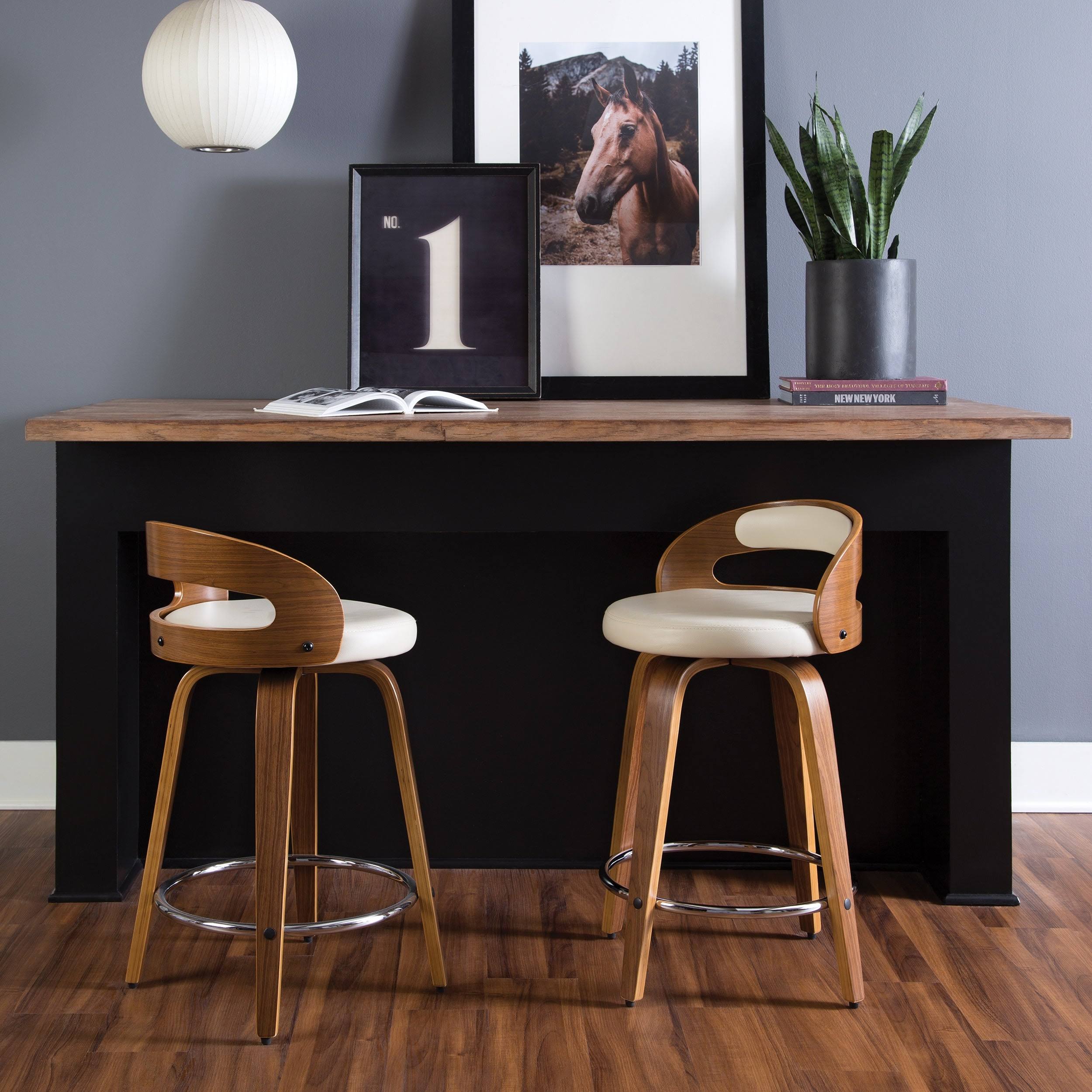 Ivory Bentwood Vinyl Swivel Stool E643