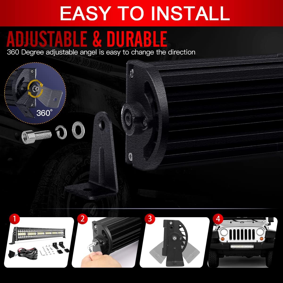 32 inch 672W Triple Row Flood Spot Combo LED Light Bar, 6000K, Pack of 2 O83496