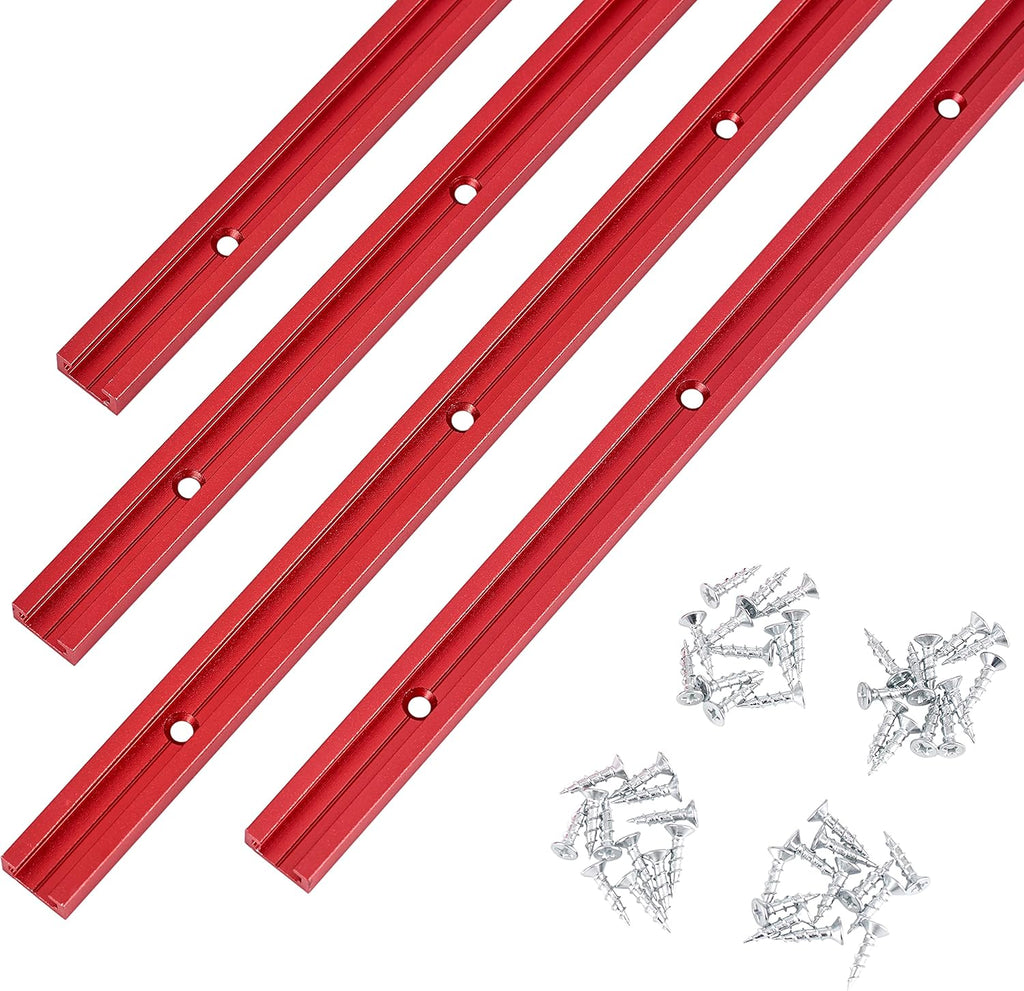 T Track 48" with Wood Screws Double Cut Profile Universal T-Track with Predrilled Mounting Holes Fine Sandblast Anodized Red Color Pack of 2 W8839