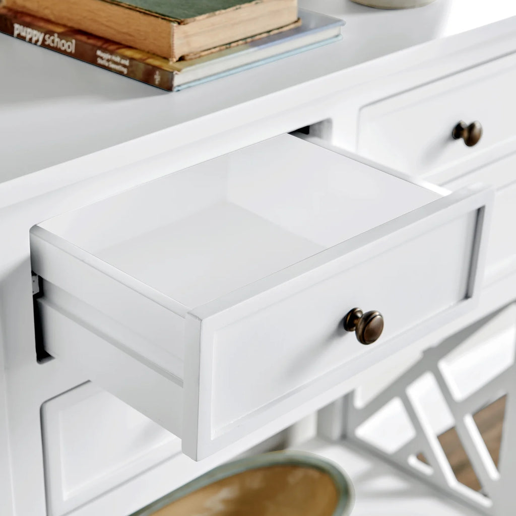 White Wood Console Table with 4-Drawers S685