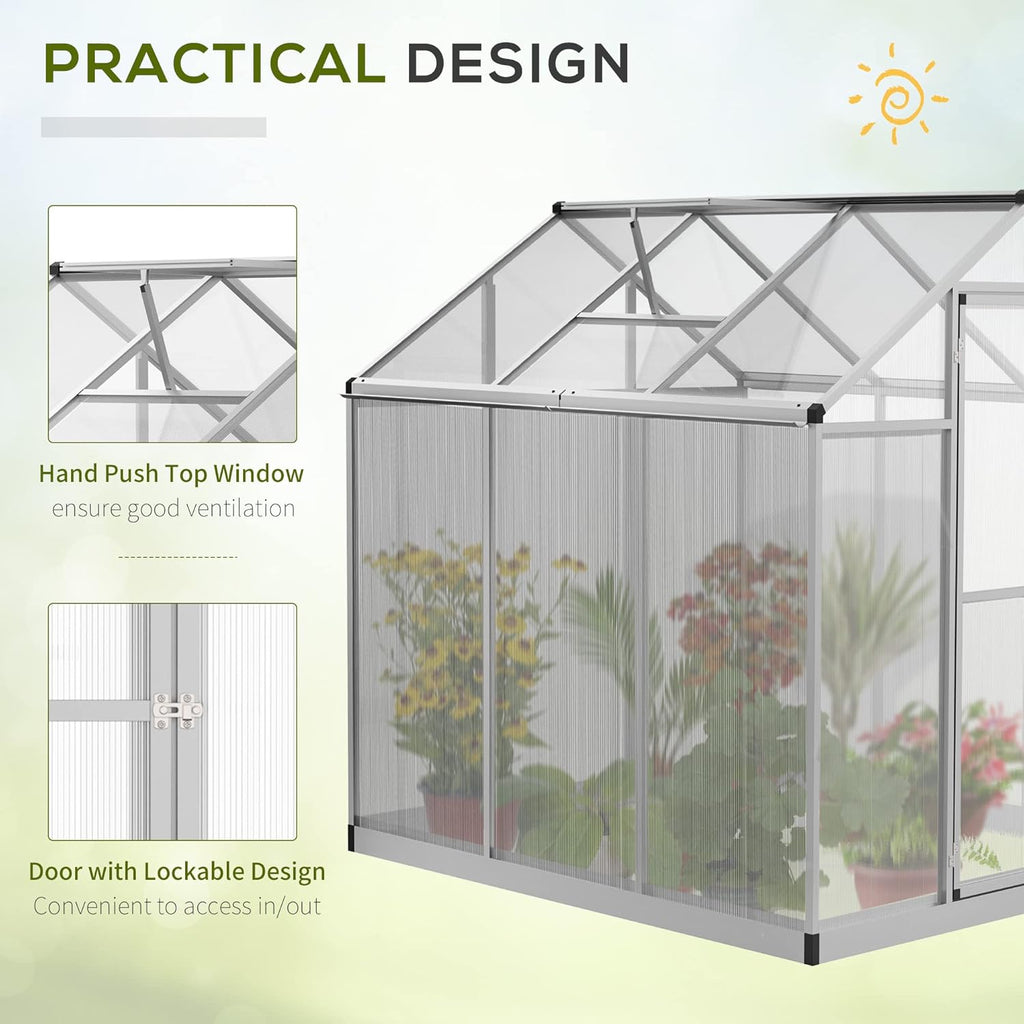 Walk-in Polycarbonate Greenhouse with Roof Vent M60791