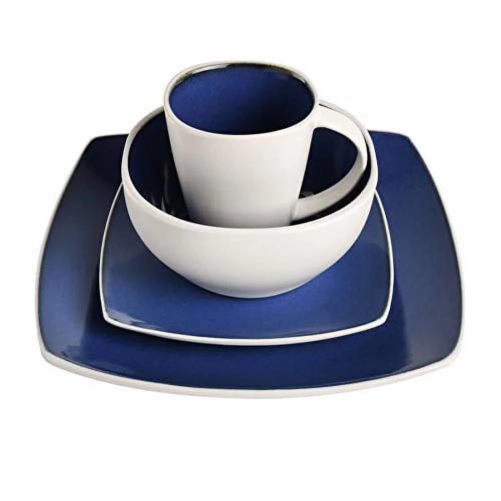 White Square Stoneware 16-Piece Dinnerware Set U350923