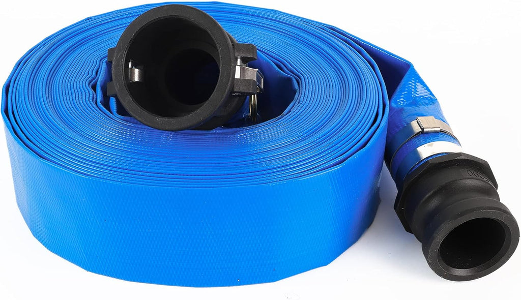 2 x 100' Blue PVC Heavy Duty Discharge Hose with Aluminum Camlock Fittings E438