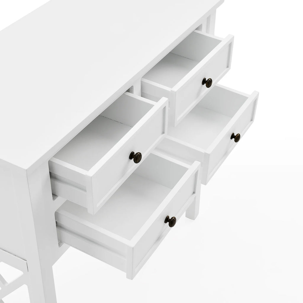 White Wood Console Table with 4-Drawers S685