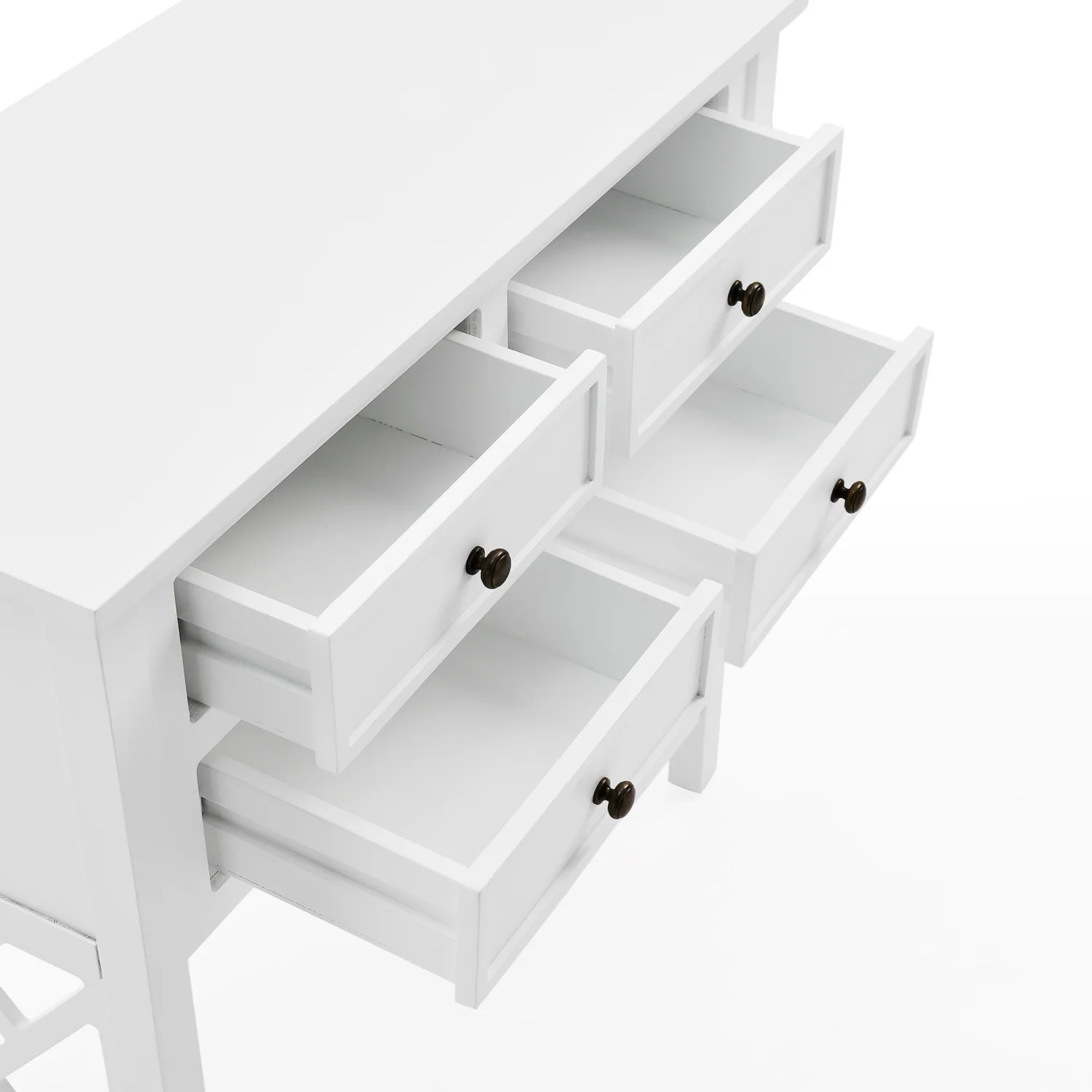 White Wood Console Table with 4-Drawers S685