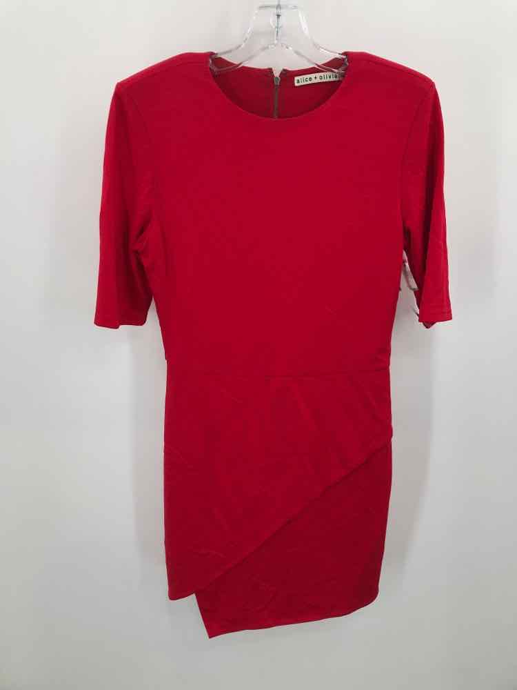 Red Size 8 Knee Length Short Sleeve Dress F584