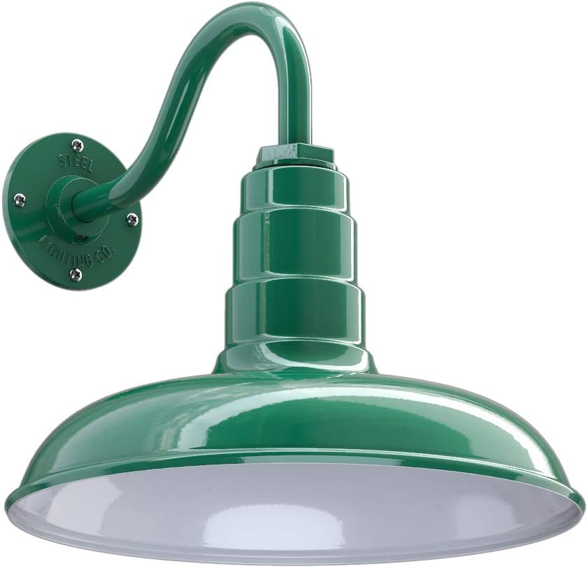Gooseneck Barn Light with Steel Dome, 16 Gooseneck, White U602