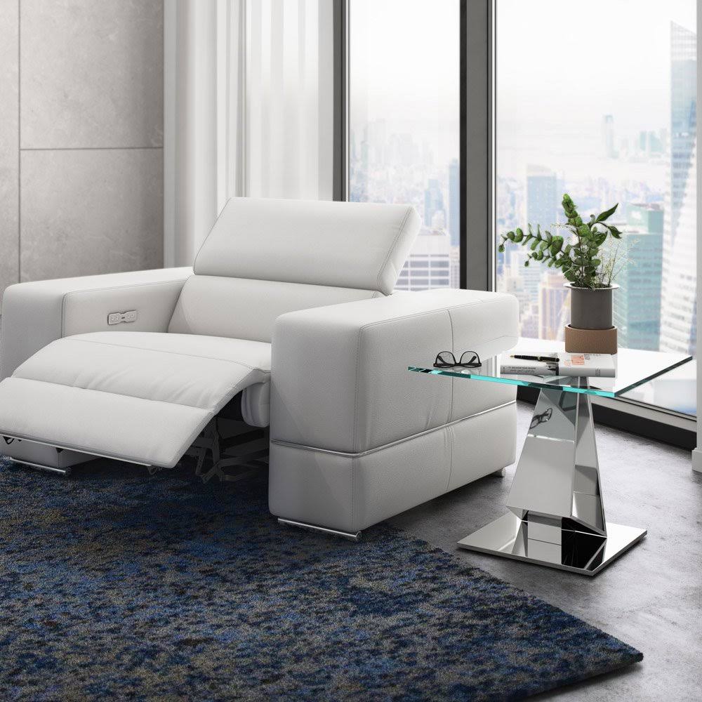 Clear Glass End Table with Polished Stainless Steel Base H50760