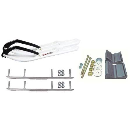 White Snowmobile Skis with 4.5 inch Shaper Bars Complete Kit G587
