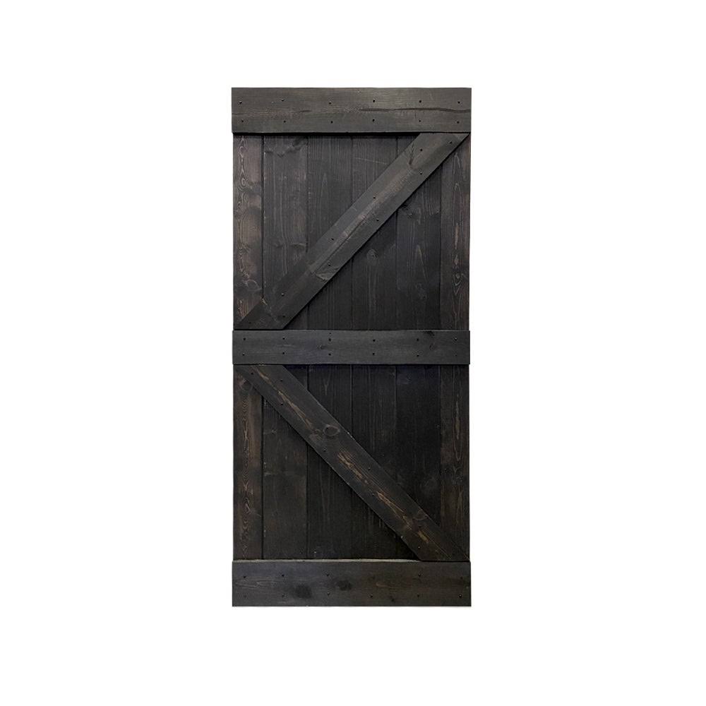 Sage Green Stained Solid Pine Wood Interior Sliding Barn Door Slab N194275