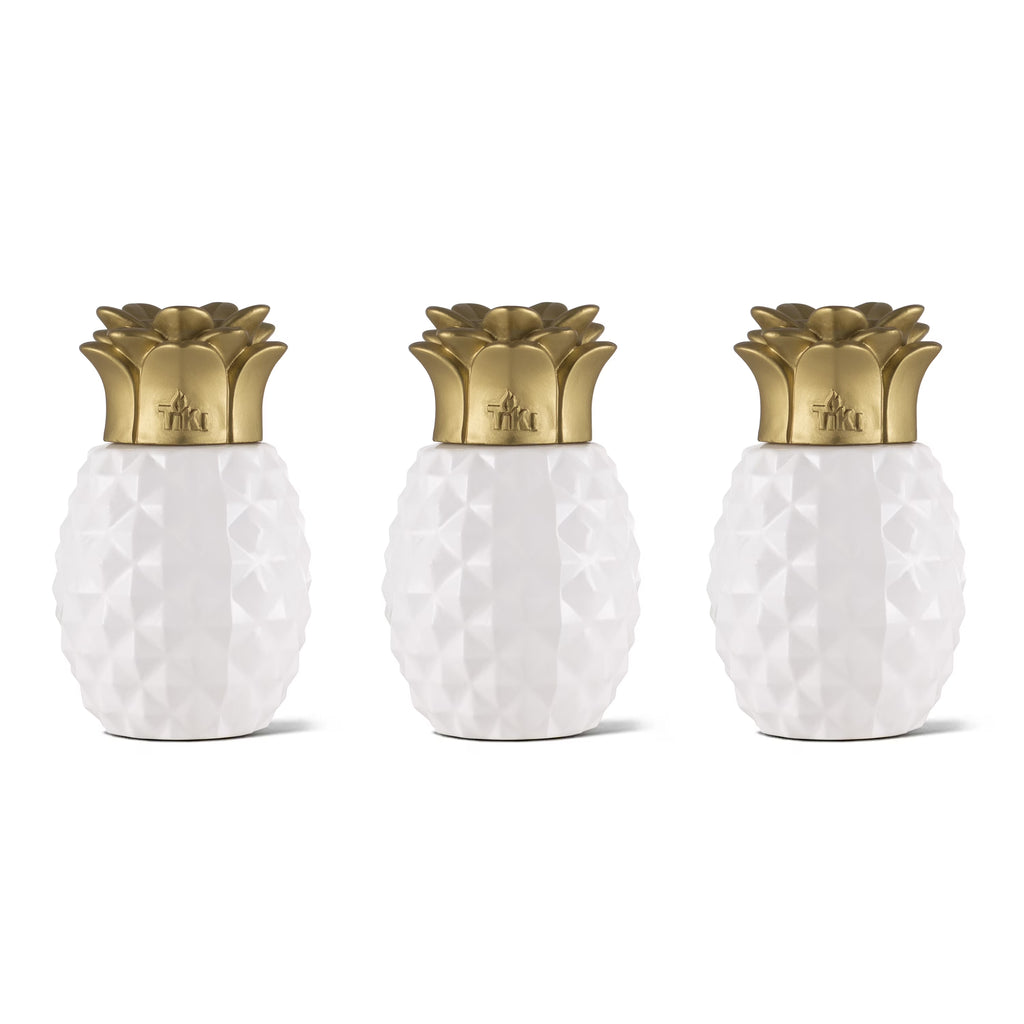 6.5-Inch 3-pk Glass Table Torch White/Gold S665975