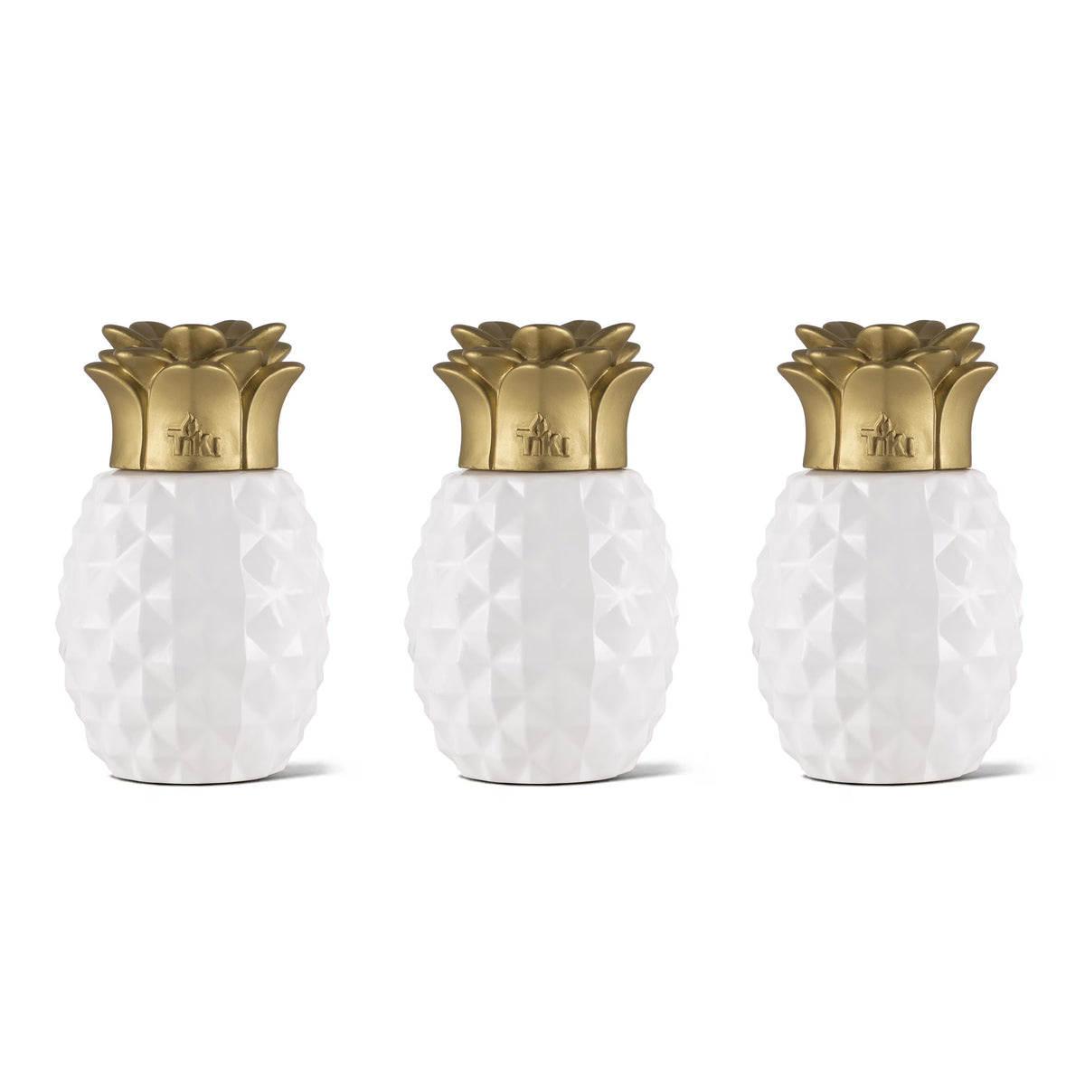 6.5-Inch 3-pk Glass Table Torch White/Gold S665975