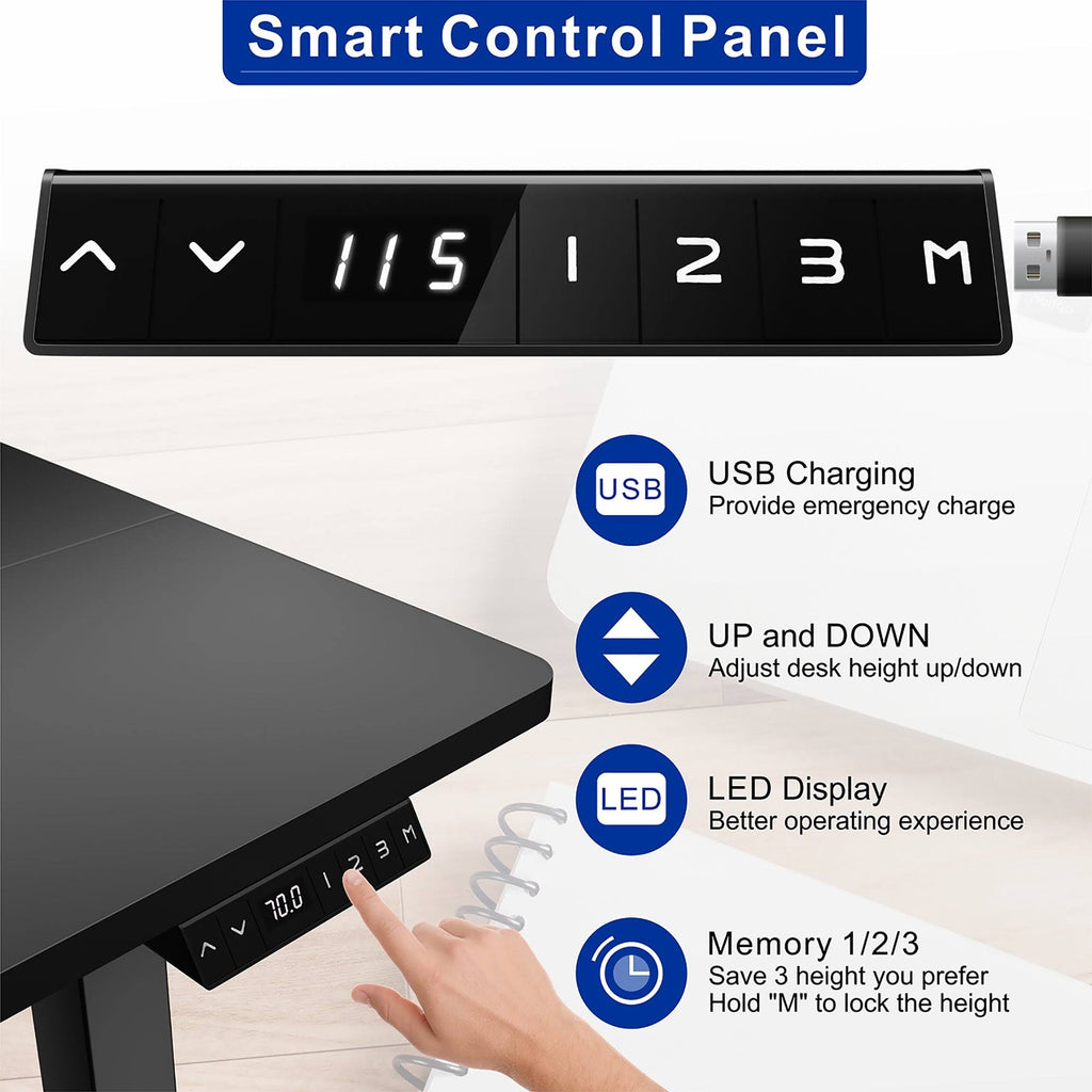 Black Height Adjustable Electric Standing Desk with Splice Board L816