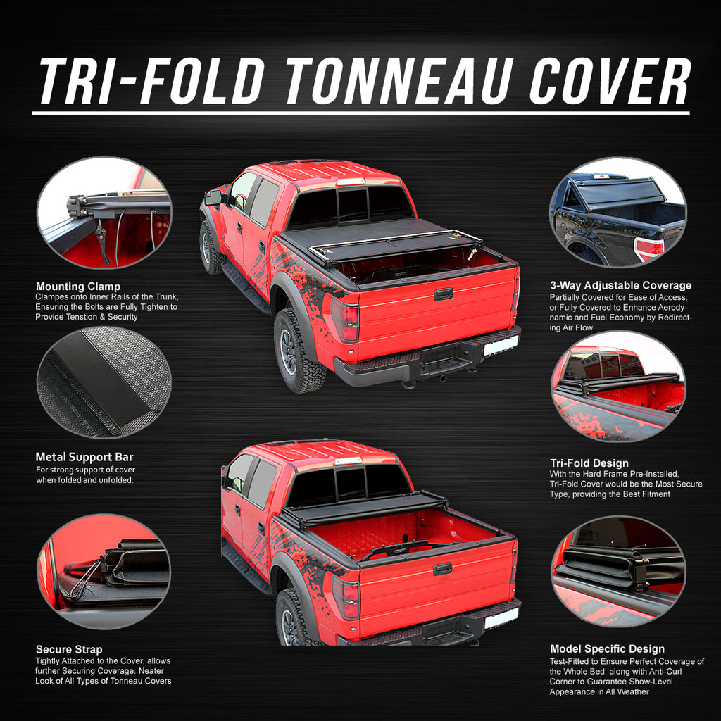 Tri-Fold Soft Top Tonneau Cover for Toyota Tundra 6.5' Bed A631577