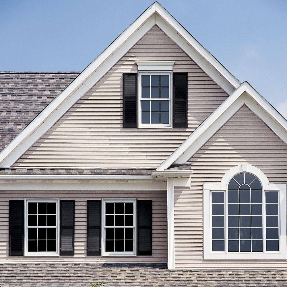 Desert Sand Vinyl Single Hung Window with Colonial Grids Z54578