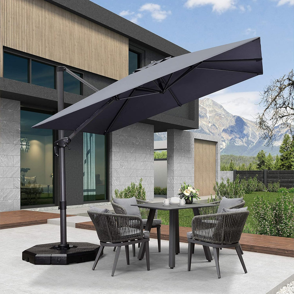 Grey 9' X 11.5' Rectangle Cantilever Patio Umbrella K377