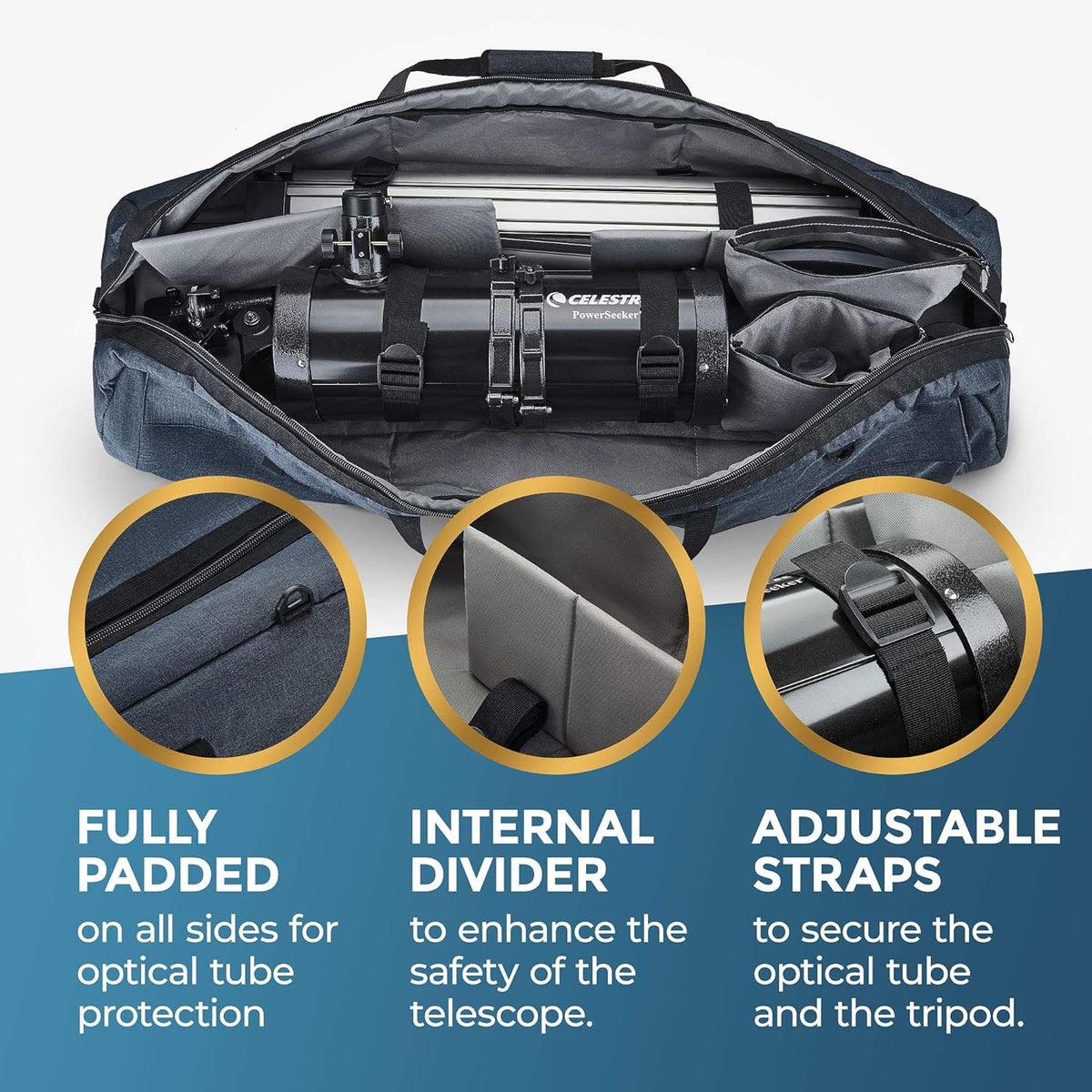 40 Inches Shock-Absorbent Telescope Carrying Case with Adjustable Shoulder Strap D7791