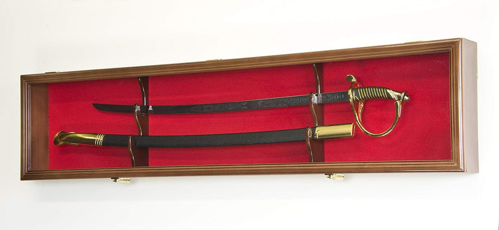 Sword Display Case Cabinet with Lockable Wall Rack Box O657