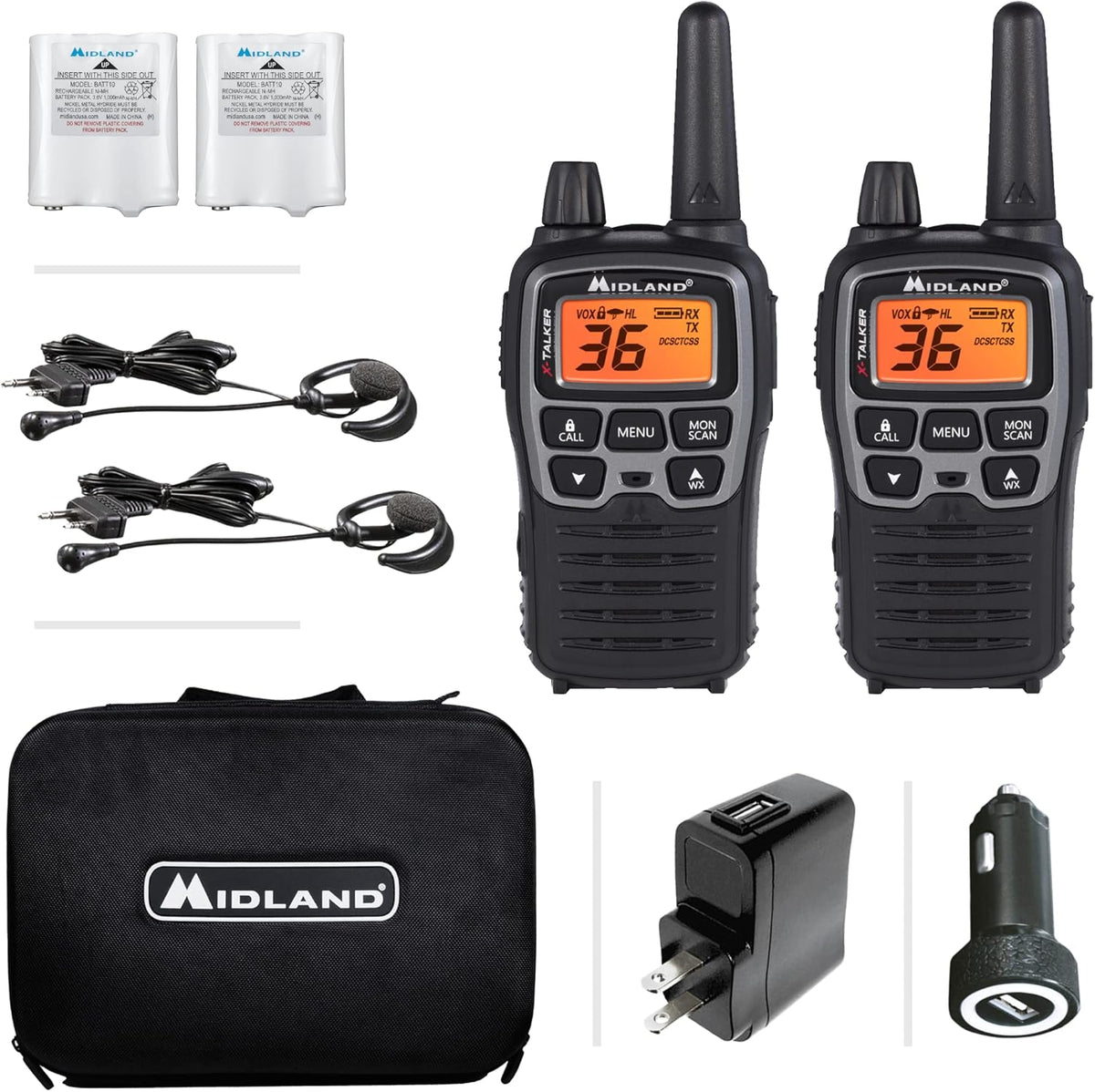 36 Channel FRS Two-Way Radio Walkie Talkie Pair Pack (Black/Silver) E262095