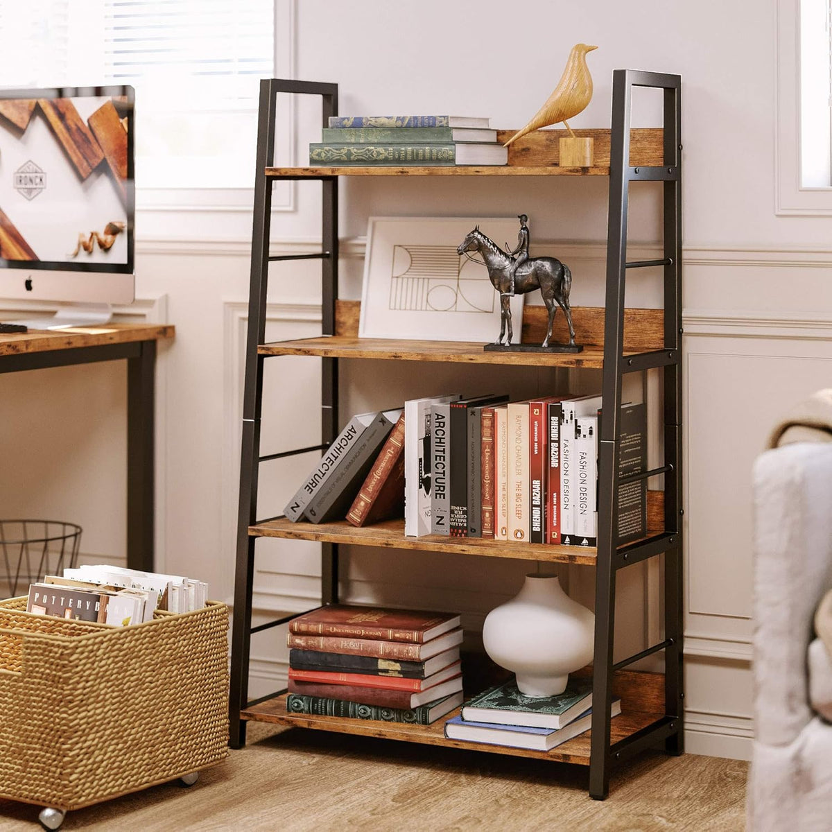 Rustic Brown 4 Tier Ladder Shelf G896404