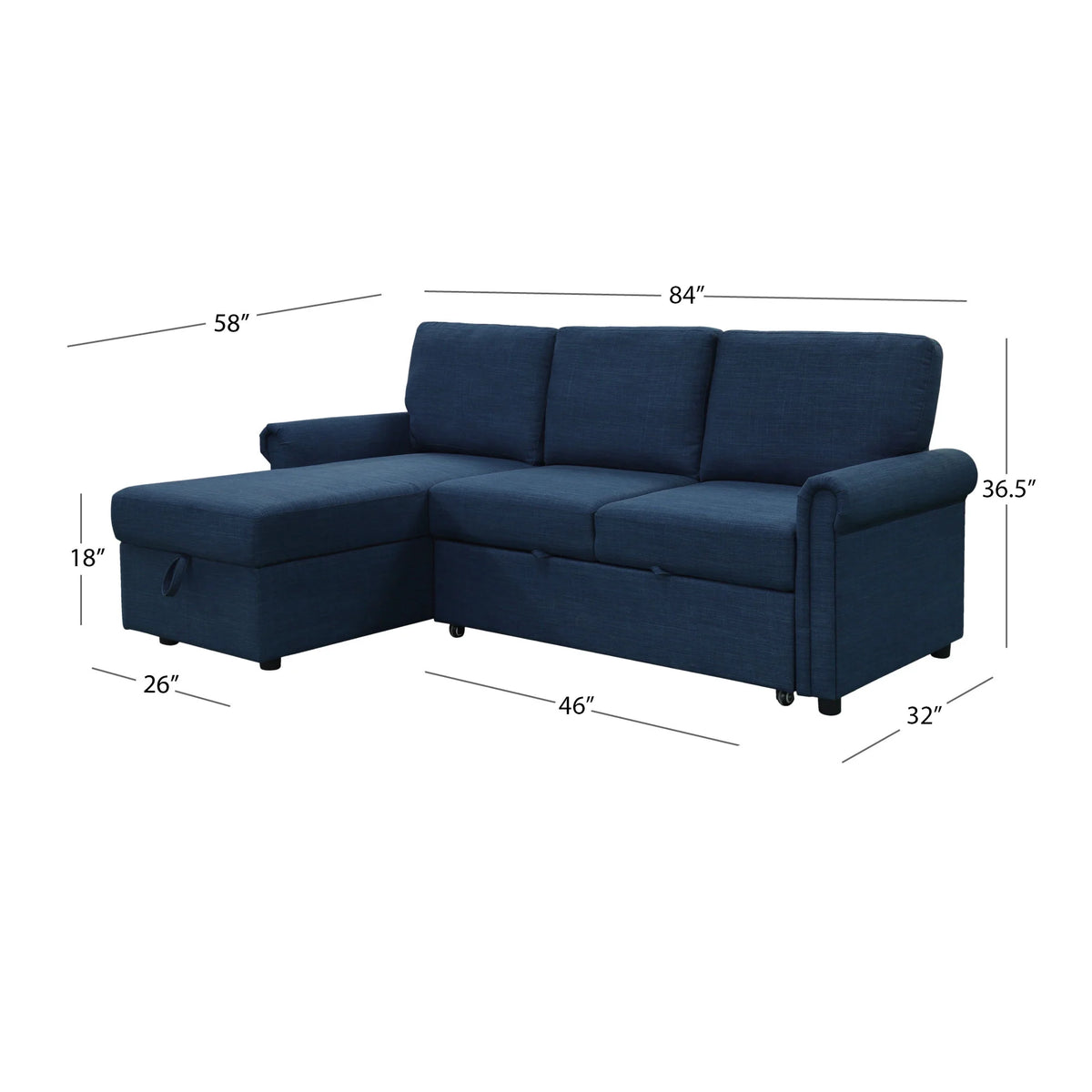Navy Blue Storage Sofa Bed Reversible Sectional Z9408
