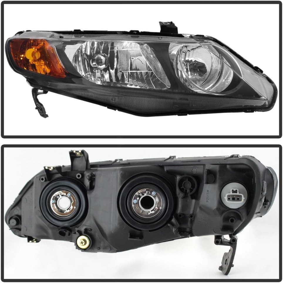 Black Housing Headlights for 2006-2011 Honda Civic 4-Door Sedan S196
