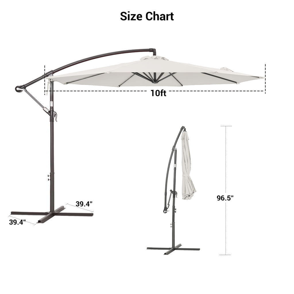 White Round Offset Patio Umbrella H9217