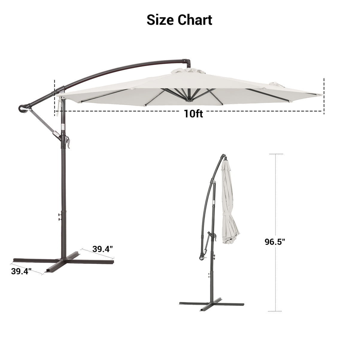 White Round Offset Patio Umbrella H9217