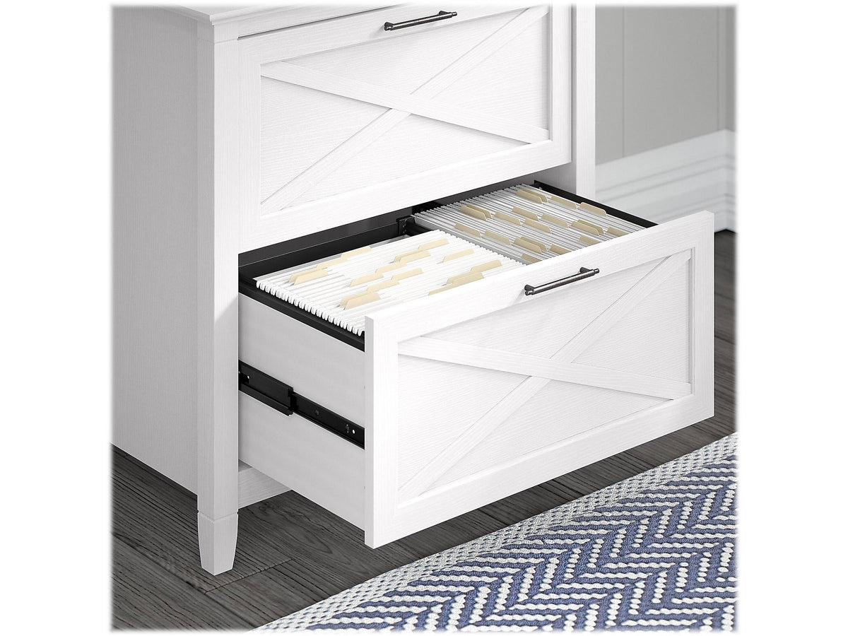 60W L Shaped Desk with Mobile File Cabinet and Desktop Organizers, Pure White Oak I46567