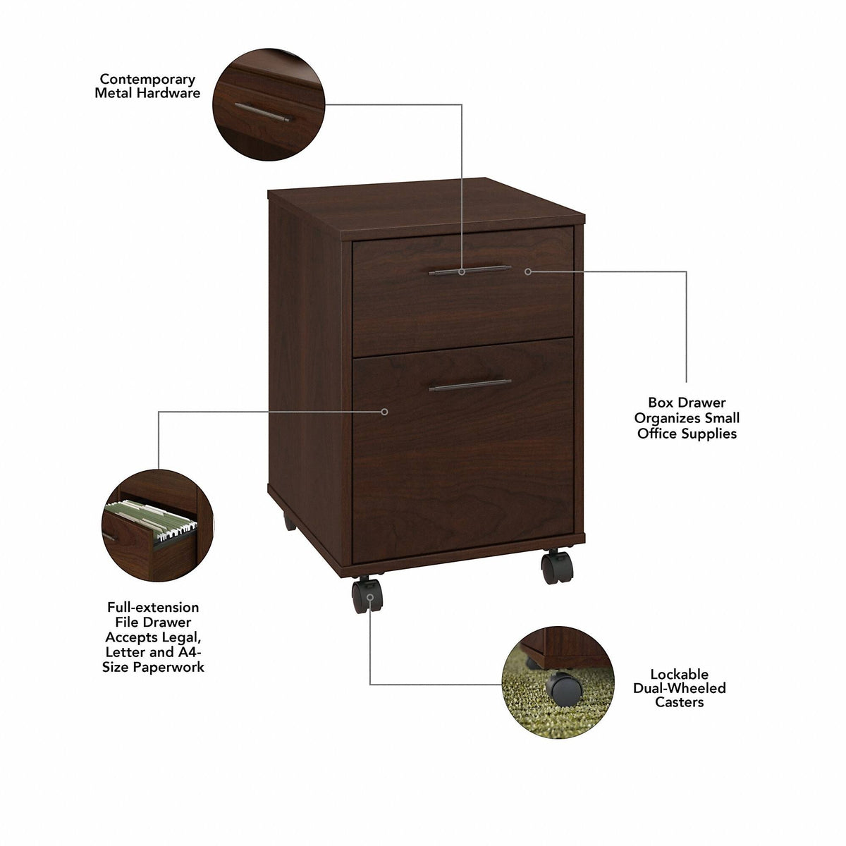 Linen White Oak L Shaped Desk with Hutch and 2 Drawer Mobile File Cabinet F28819