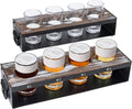 Beer Flight Board with Glasses Serving Caddy in Matte Black Metal and Torched Wood with 4 Beer Tasting Glass, Set of 2 N185273