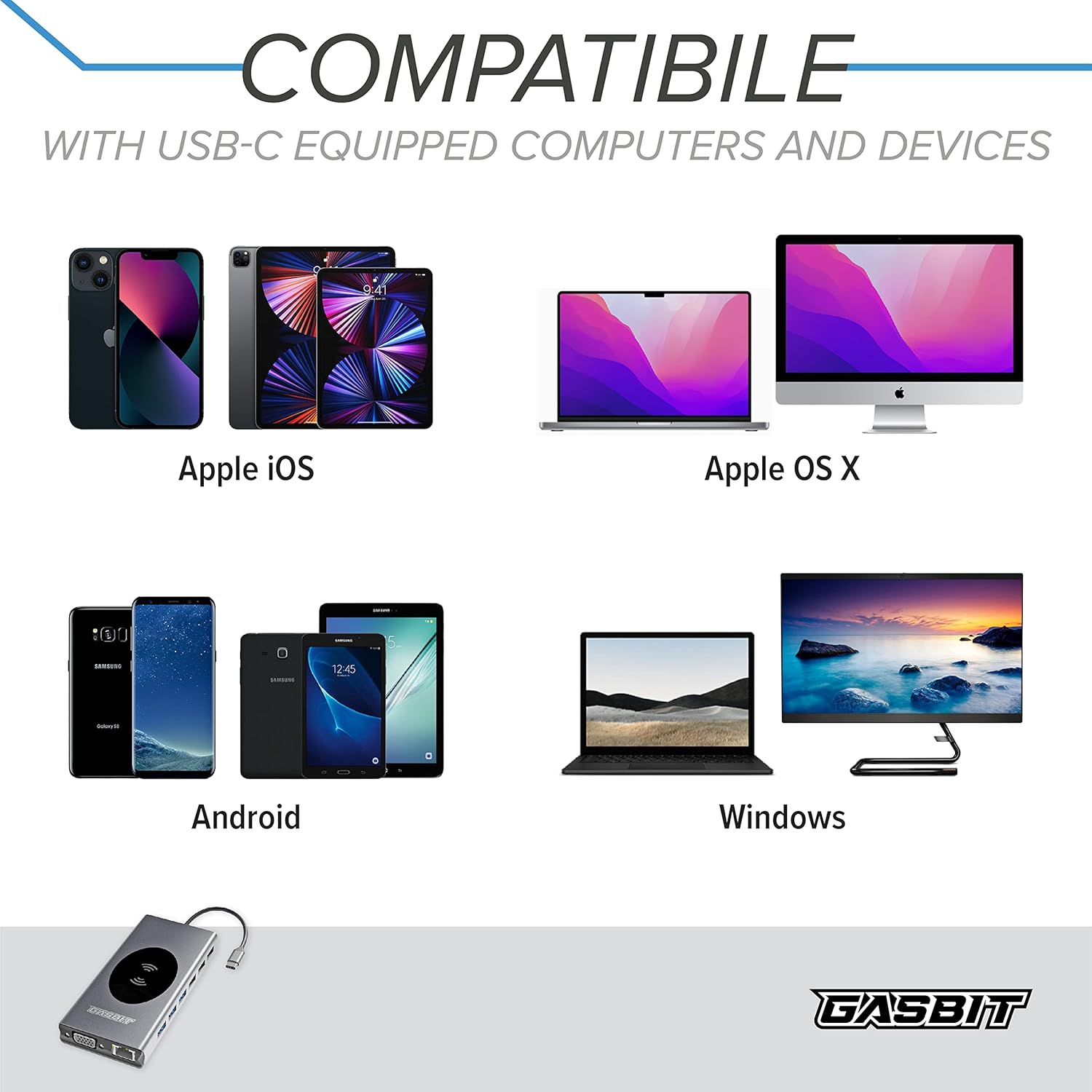 15-in-1 USB C Hub Multiport Adapter with Wireless Phone Charger K210159