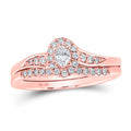 10kt Rose Gold Oval Diamond Halo Bridal Ring Set 1/3 Cttw Size 7.5 X27969