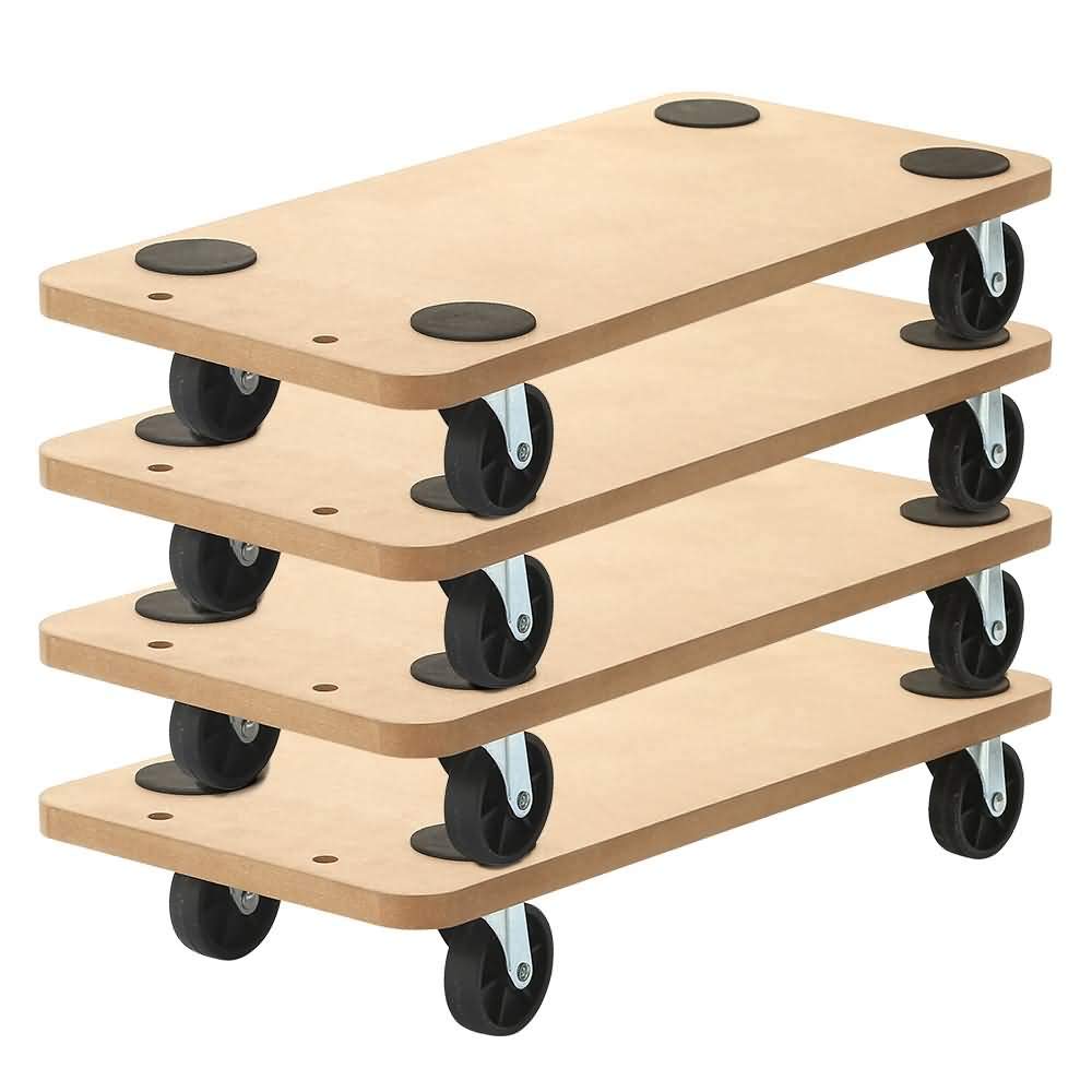 6 Pack Rectangle Wood Platform Furniture Dolly Cart with 3 Inch Wheel Y56489