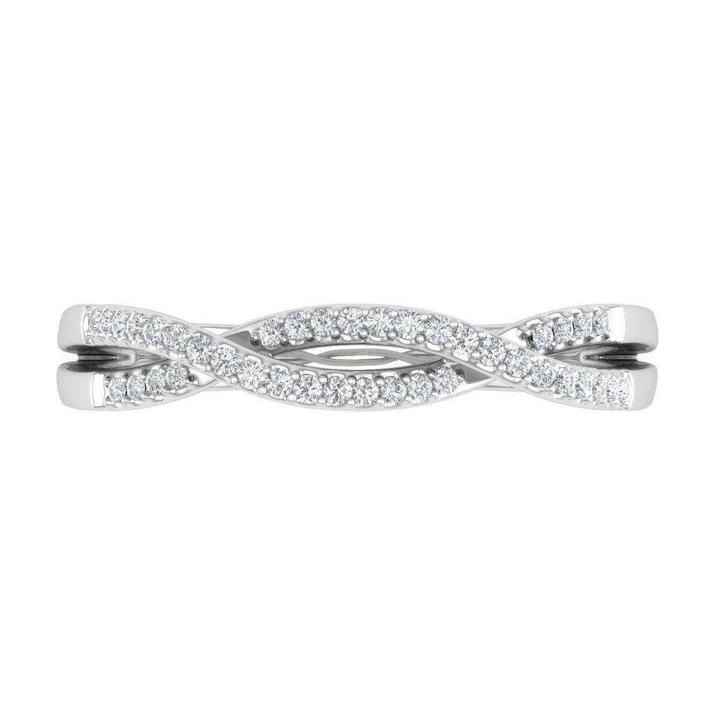 10K White Gold Diamond Twisted Wedding Band Ring O3536