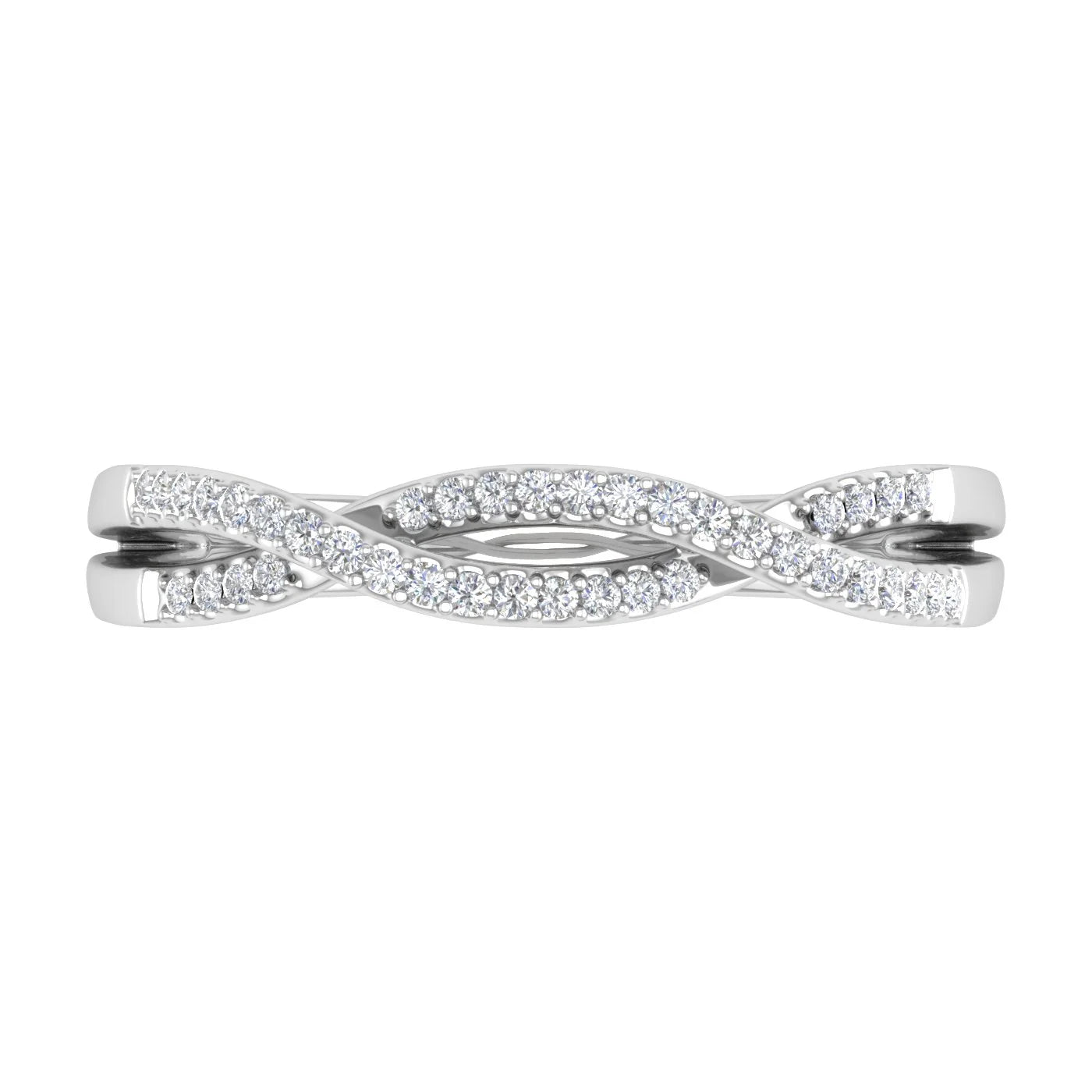 10K White Gold Diamond Twisted Wedding Band Ring O3536