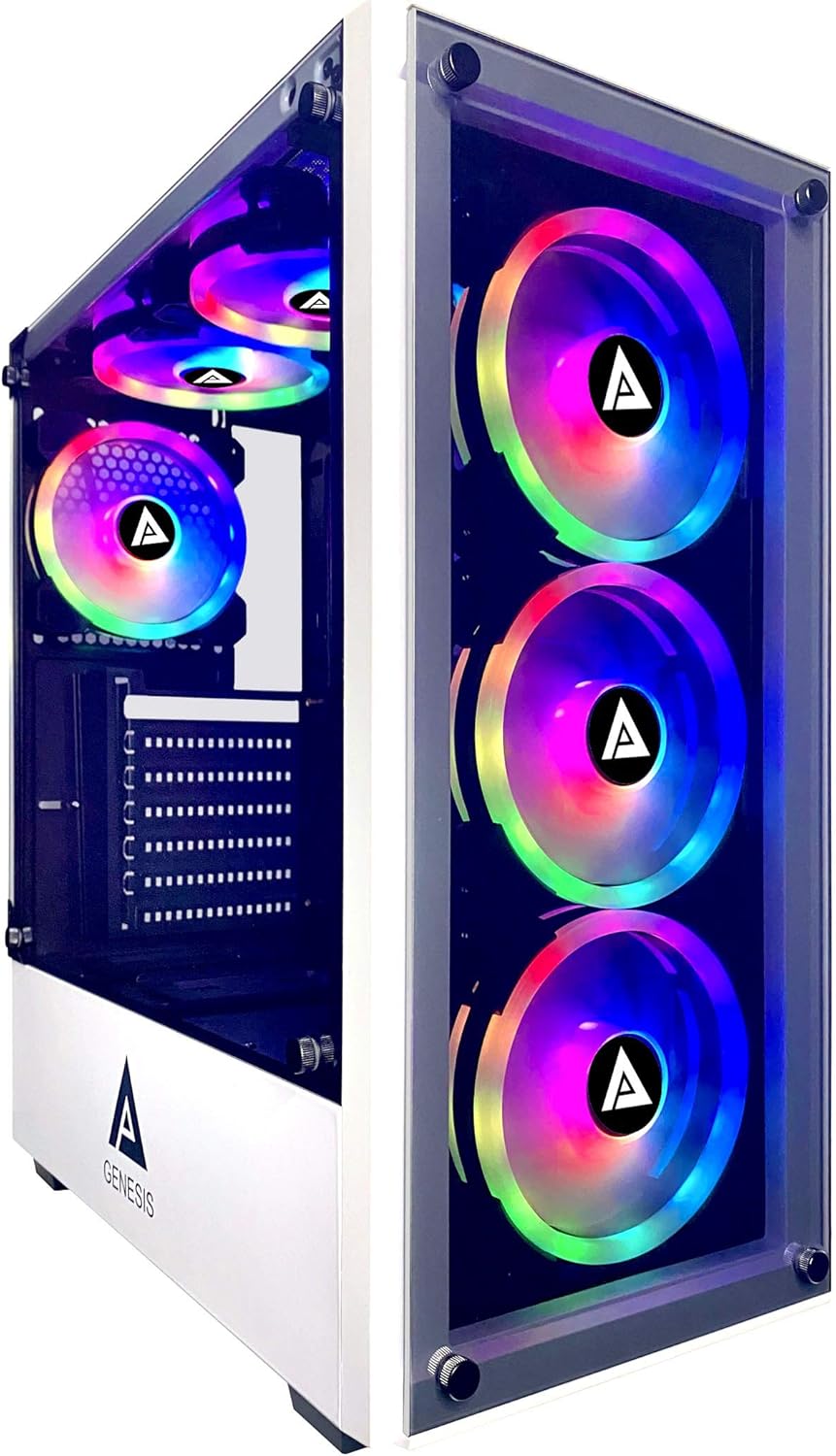 Black Mid Tower Gaming Case with Tempered Glass Panel and RGB Fans Q962226