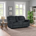 Dark Blue Manual Reclining Sofa with Storage A2163