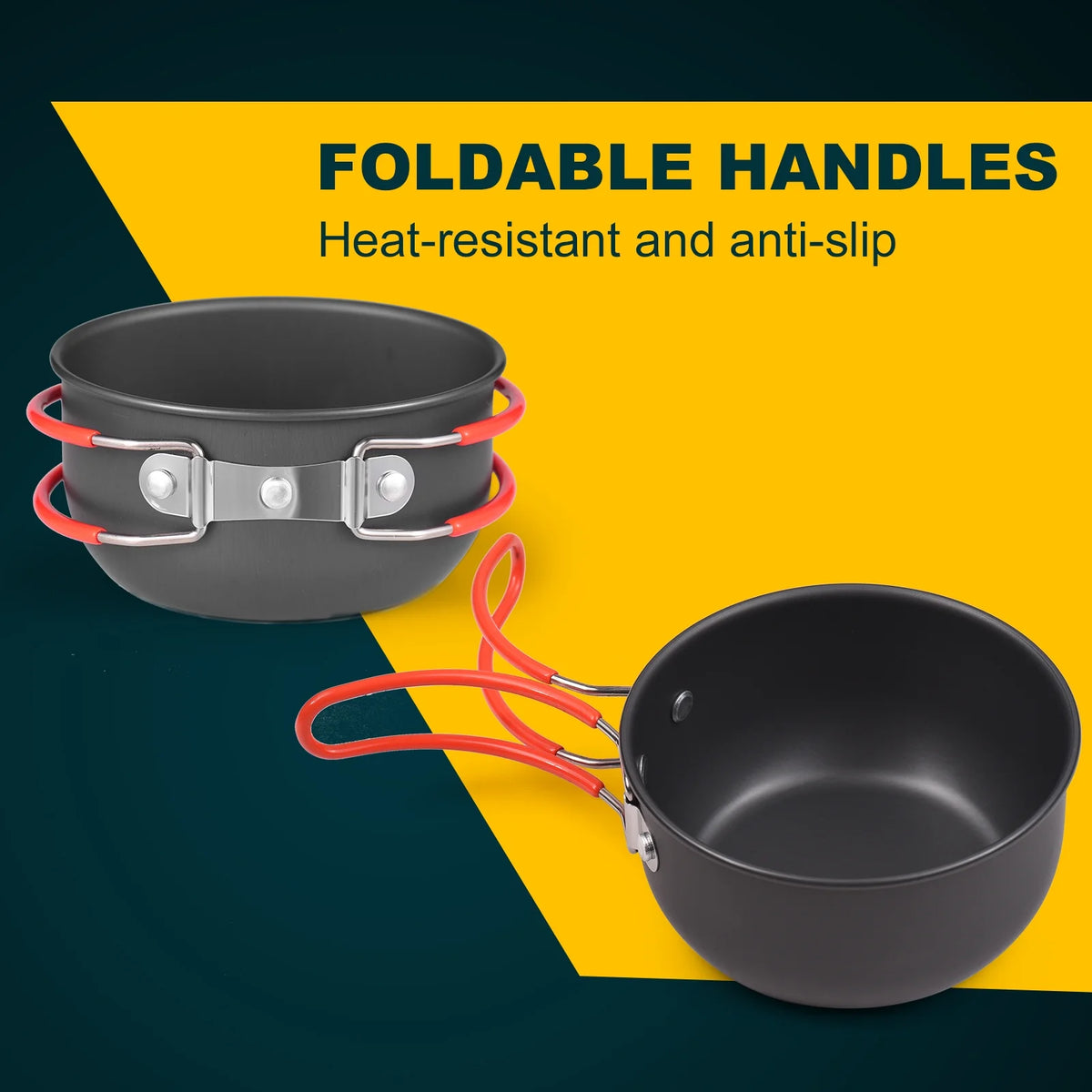 Camping Cookware Mess Kit Non-stick Aluminum Pot D882645