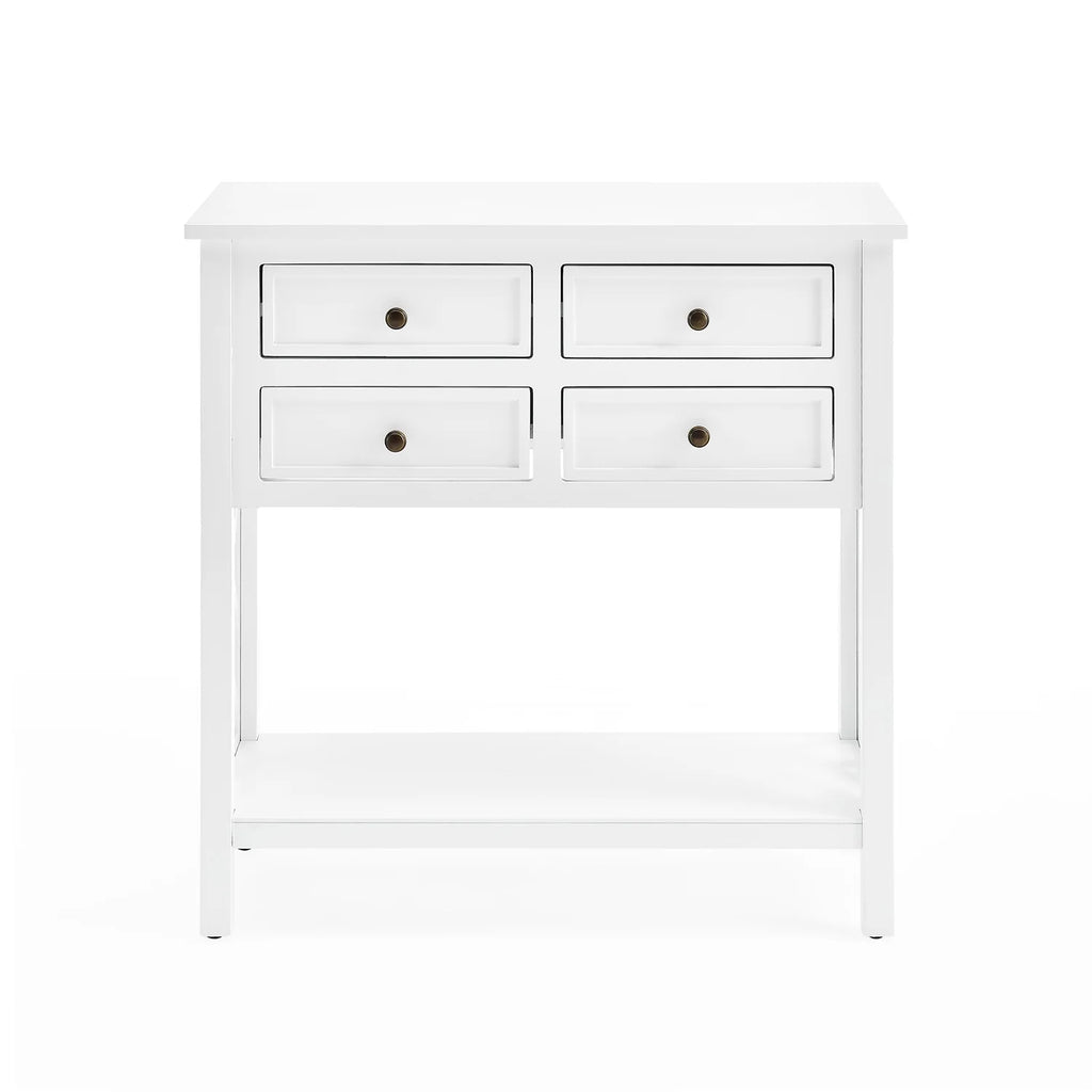 White Wood Console Table with 4-Drawers S685
