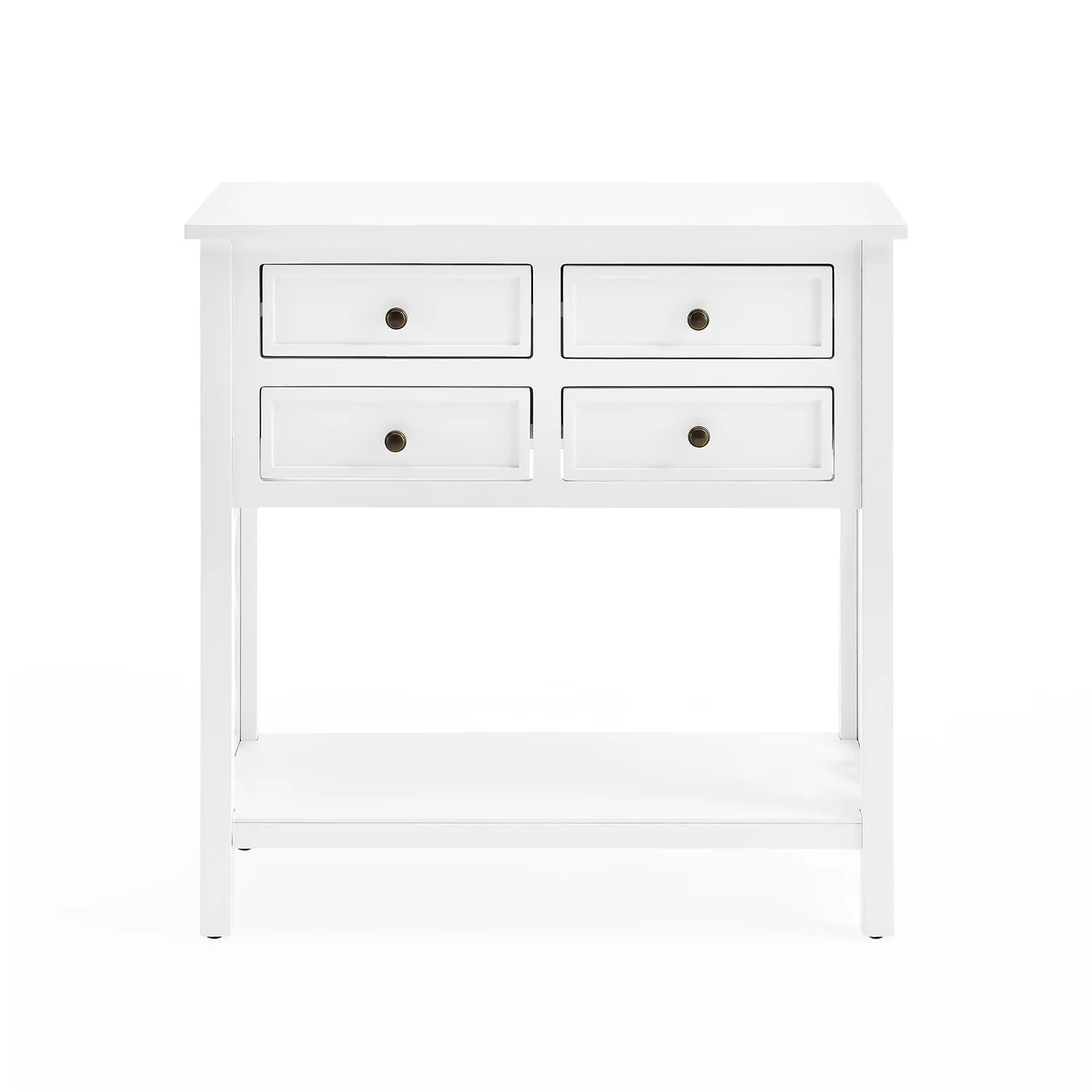 White Wood Console Table with 4-Drawers S685