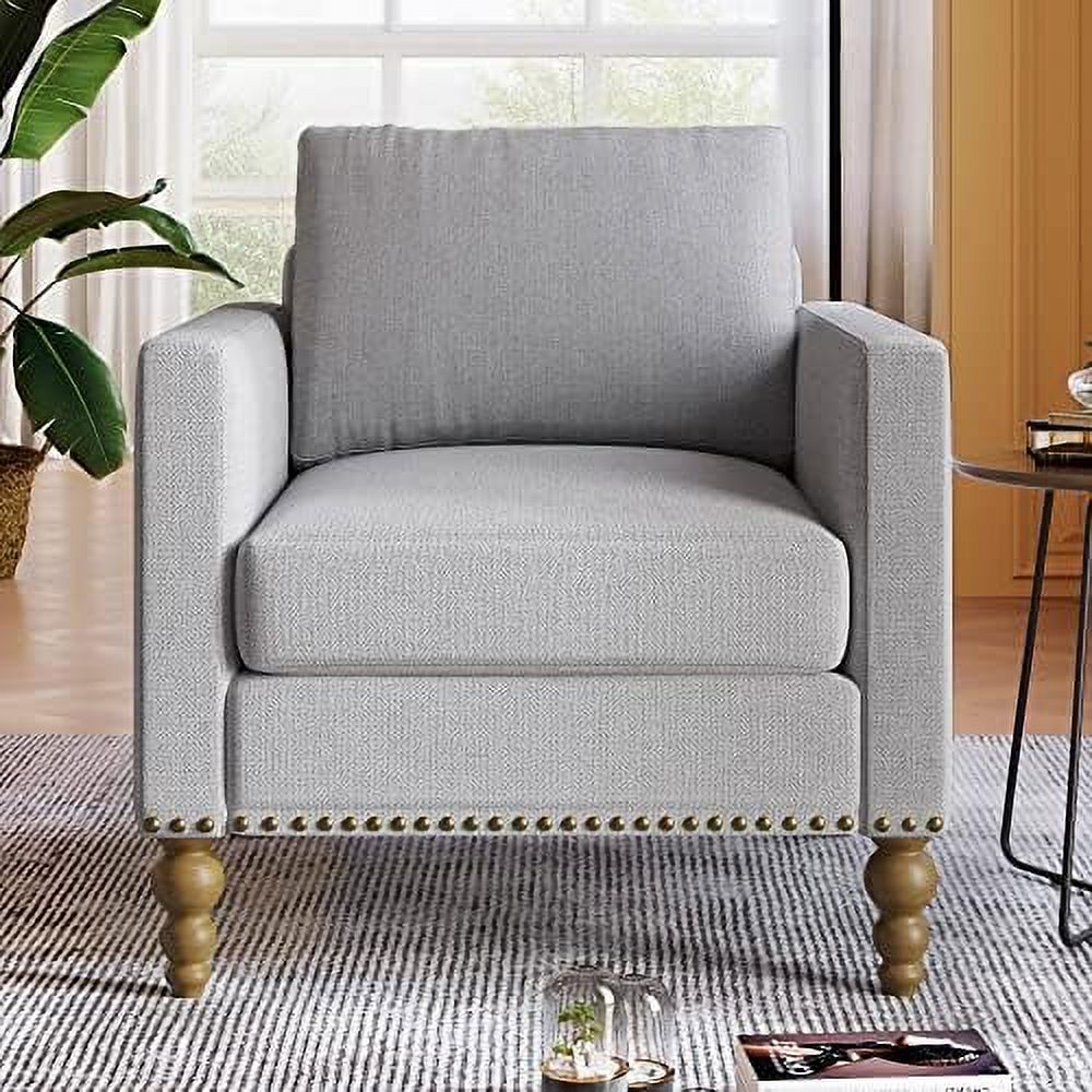 Blue Linen Tufted Recliner Sofa V698358